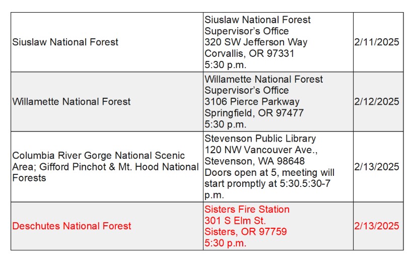 nw forest plan comment datess 